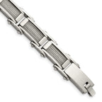 Chisel Stainless Steel Brushed and Polished with Cable Inlay 8.5 inch Link Bracelet