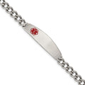 Chisel Stainless Steel Polished with Red Enamel Medical ID 8.5 inch Curb Chain Bracelet
