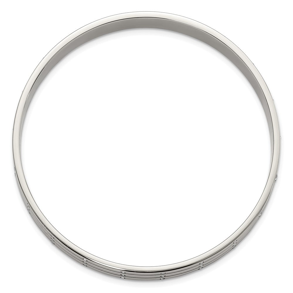 Stainless Steel Polished CZ Bangle