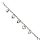 Chisel Stainless Steel Polished Hearts 8 inch Bracelet