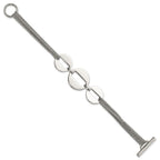 Stainless Steel Polished Circles 7.5in Multistrand Bracelet