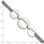 Stainless Steel Polished Circles 7.5in Multistrand Bracelet