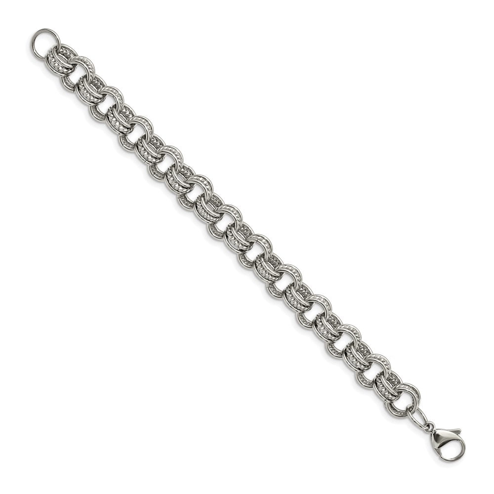 Chisel Stainless Steel Polished and Textured Multi Link Bracelet
