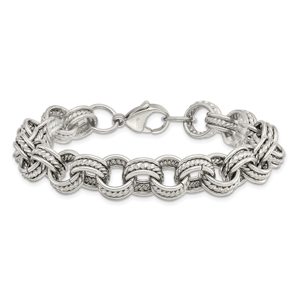 Chisel Stainless Steel Polished and Textured Multi Link Bracelet
