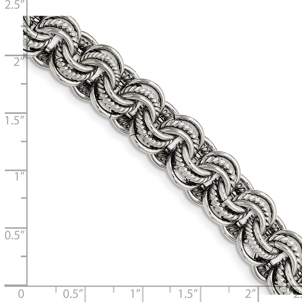 Chisel Stainless Steel Polished and Textured Multi Link Bracelet