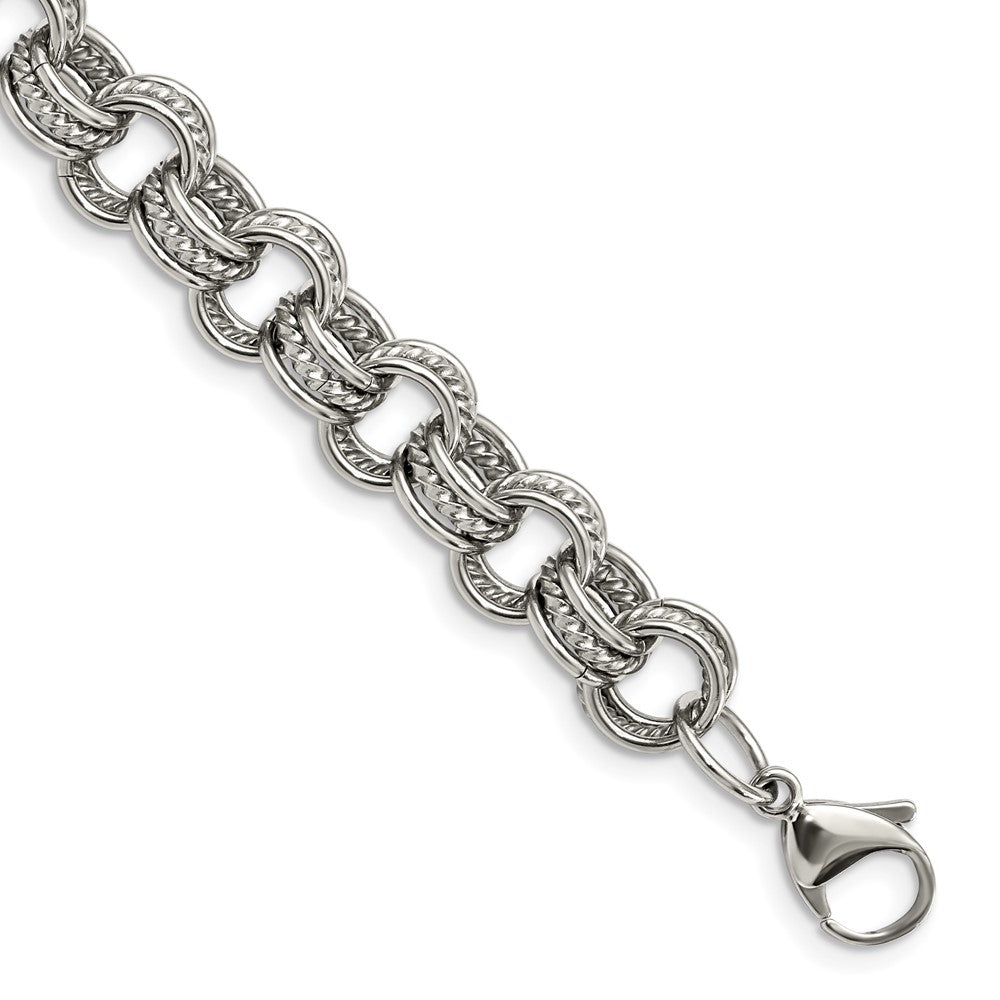 Chisel Stainless Steel Polished and Textured Multi Link Bracelet