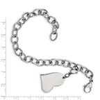 Chisel Stainless Steel Polished Link with Heart Lobster Clasp Charm 8 inch Bracelet