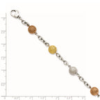 Stainless Steel Tri-Color IP-plated Laser Cut 8in Bracelet