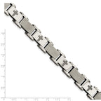 Chisel Stainless Steel Brushed Polished and Laser Cut Crosses 8.75 inch Link Bracelet