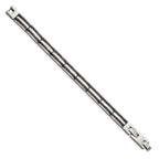 Chisel Stainless Steel Polished and Textured Black IP-plated 8.25 inch Link Bracelet