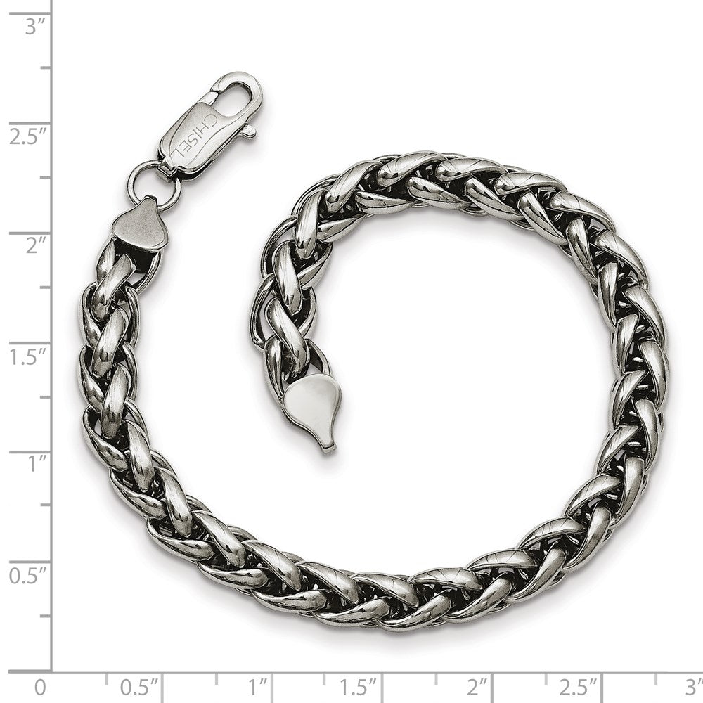 Chisel Stainless Steel Polished Wheat Chain Bracelet