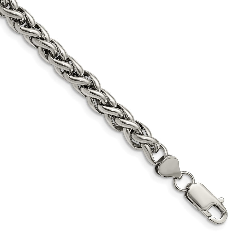 Chisel Stainless Steel Polished Wheat Chain Bracelet