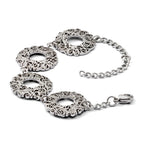 Stainless Steel Polished Fancy Filigree Circles w/1.5in ext Bracelet