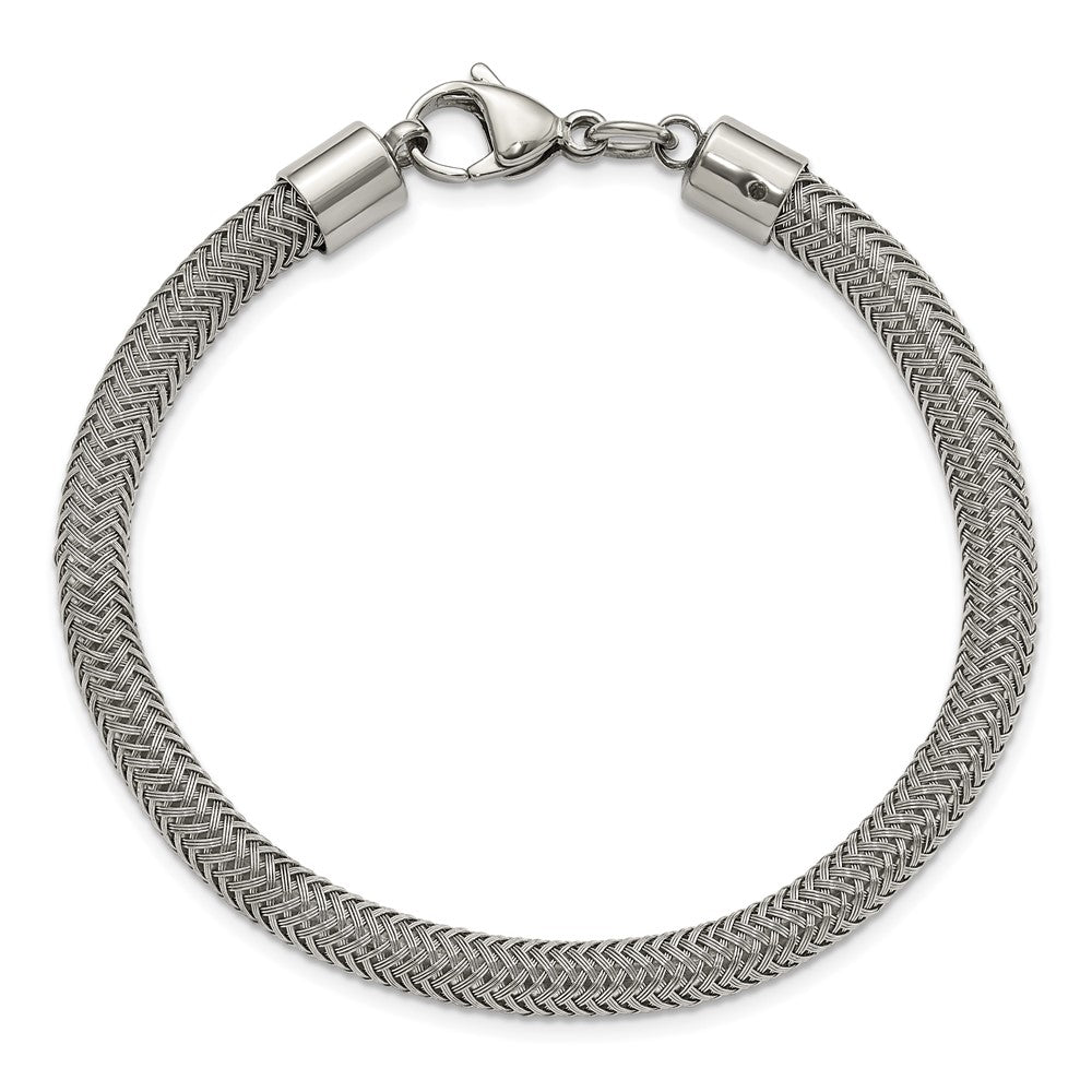 Chisel Stainless Steel Polished and Textured Wire Bracelet