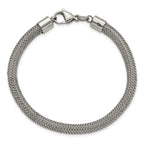Chisel Stainless Steel Polished and Textured Wire Bracelet