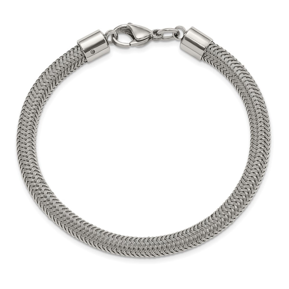 Chisel Stainless Steel Polished and Textured Wire Bracelet