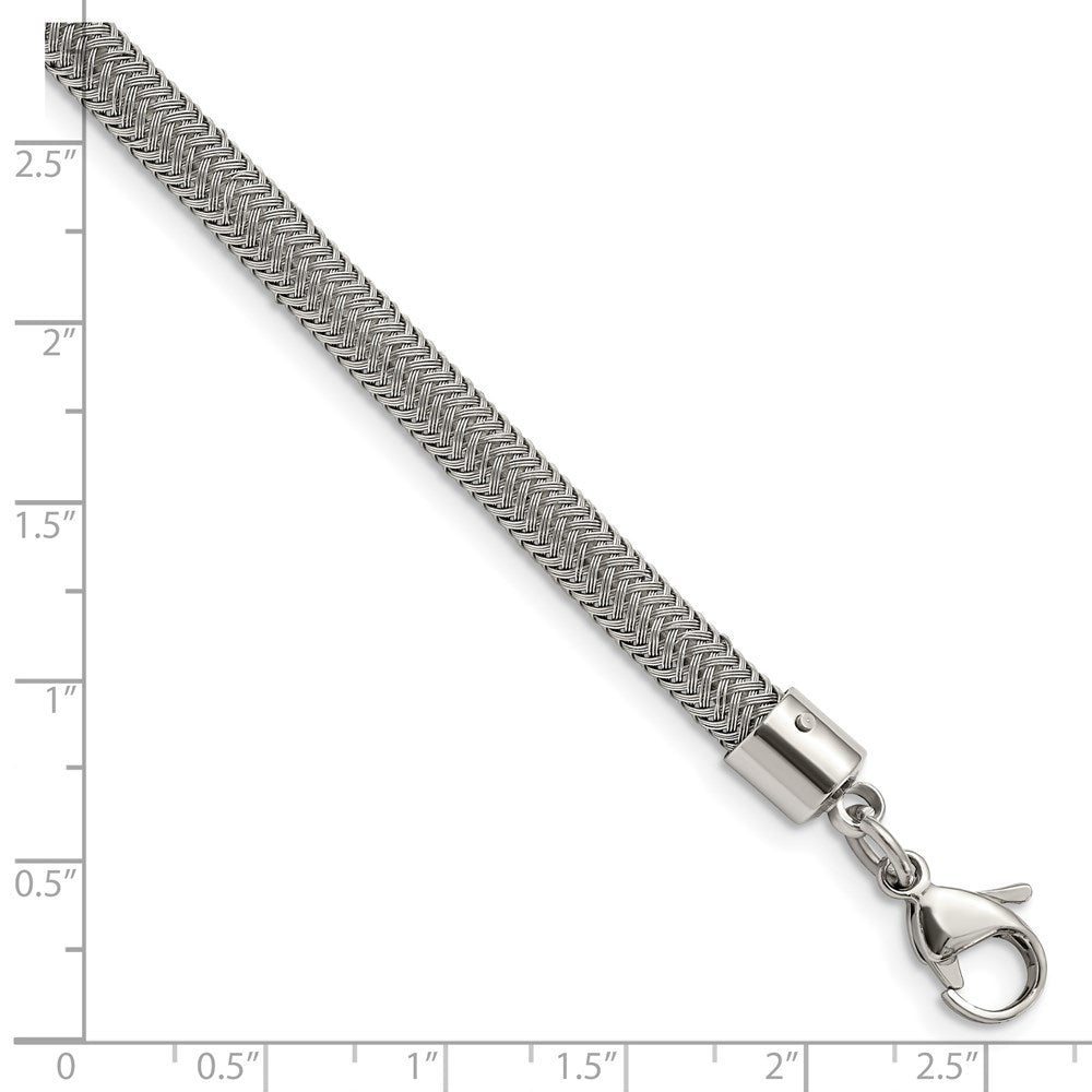 Chisel Stainless Steel Polished and Textured Wire Bracelet