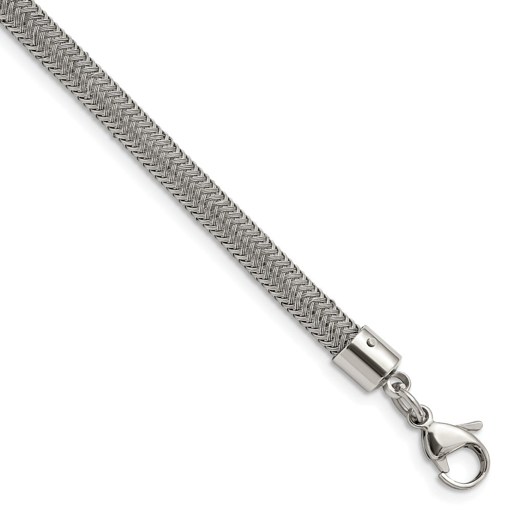 Chisel Stainless Steel Polished and Textured Wire Bracelet