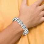 Chisel Stainless Steel Brushed and Polished with 3/8 carat Black Diamond 8.5 inch Bracelet