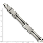 Chisel Stainless Steel Brushed and Polished with 1/2 carat Black Diamond 8.5 inch Bracelet