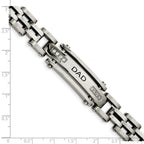 Chisel Stainless Steel Polished with CZ DAD 8.5 inch Bracelet