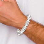Chisel Stainless Steel Polished with White Ceramic 7.5 inch Link Bracelet