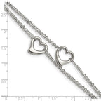 Chisel Stainless Steel Polished Cutout Hearts 7 inch Multi-Strand Bracelet