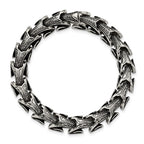 Chisel Stainless Steel Antiqued and Polished 8.5 inch Dragon Scale Link Bracelet