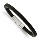 Chisel Stainless Steel Polished Black Rubber 8.5 inch Bracelet