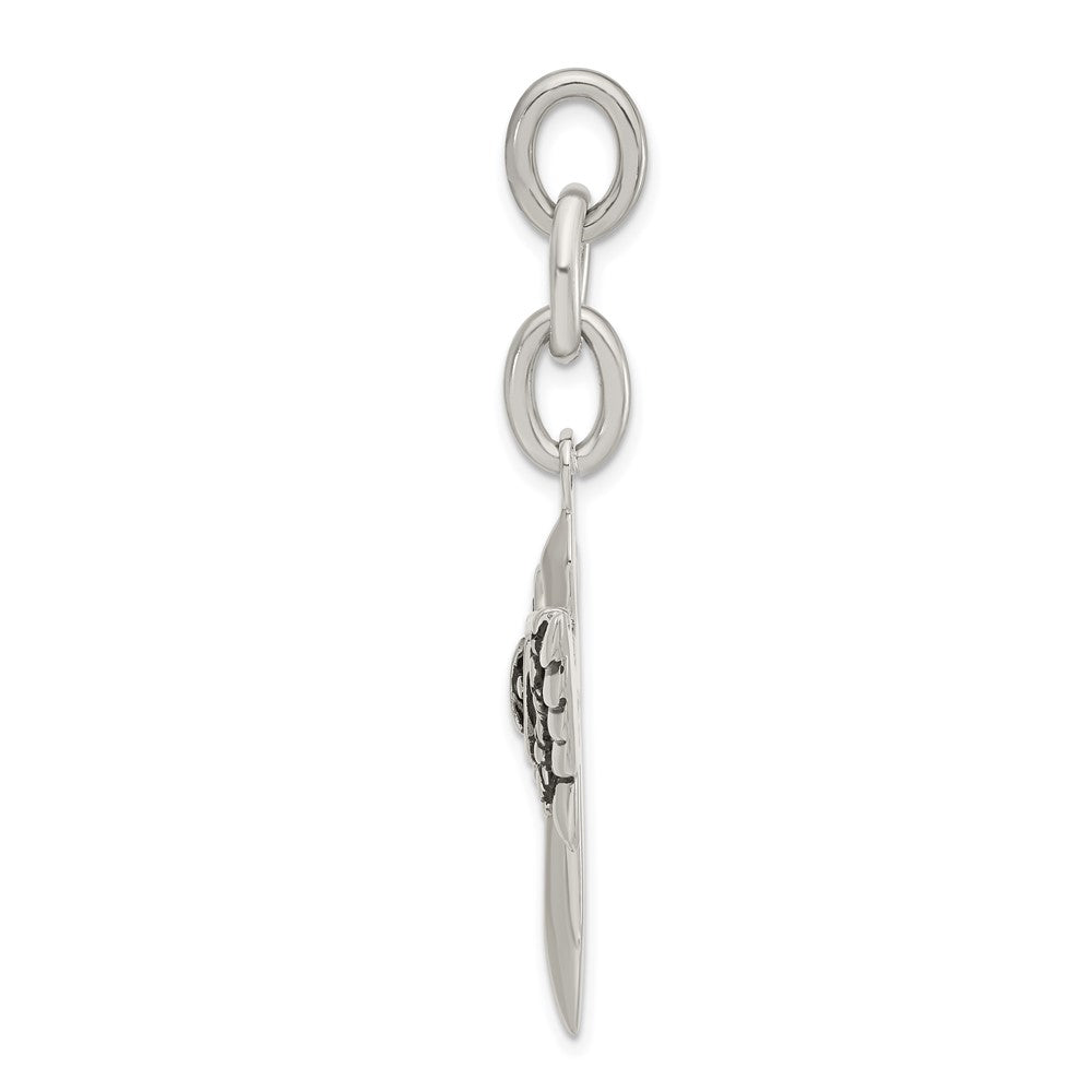 Stainless Steel Antiqued Wings w/ Cross Interchangeable Charm Pendant