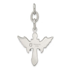 Stainless Steel Antiqued Wings w/ Cross Interchangeable Charm Pendant
