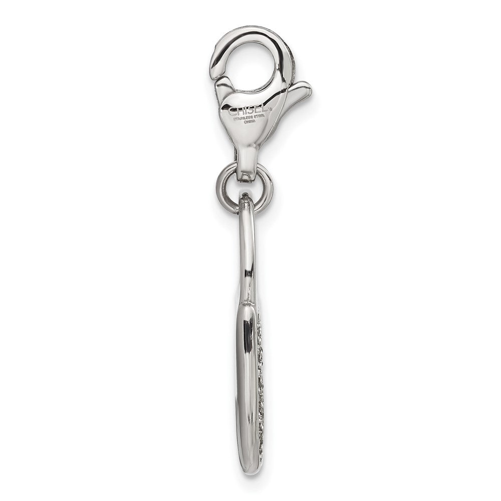 Stainless Steel with Lobster Clasp Polished Crystal Lock Charm