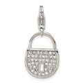 Stainless Steel with Lobster Clasp Polished Crystal Lock Charm