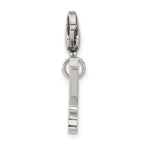 Stainless Steel Polished Black CZ Guitar with Lobster Clasp Charm