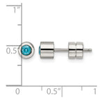 Chisel Stainless Steel Polished Blue CZ March Birthstone Post Stud Earrings
