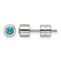 Chisel Stainless Steel Polished Blue CZ March Birthstone Post Stud Earrings