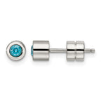 Chisel Stainless Steel Polished Blue CZ March Birthstone Post Stud Earrings
