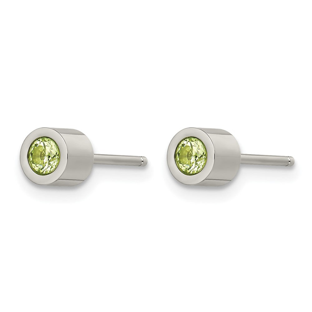 Chisel Stainless Steel Polished Green CZ May Birthstone Post Stud Earrings
