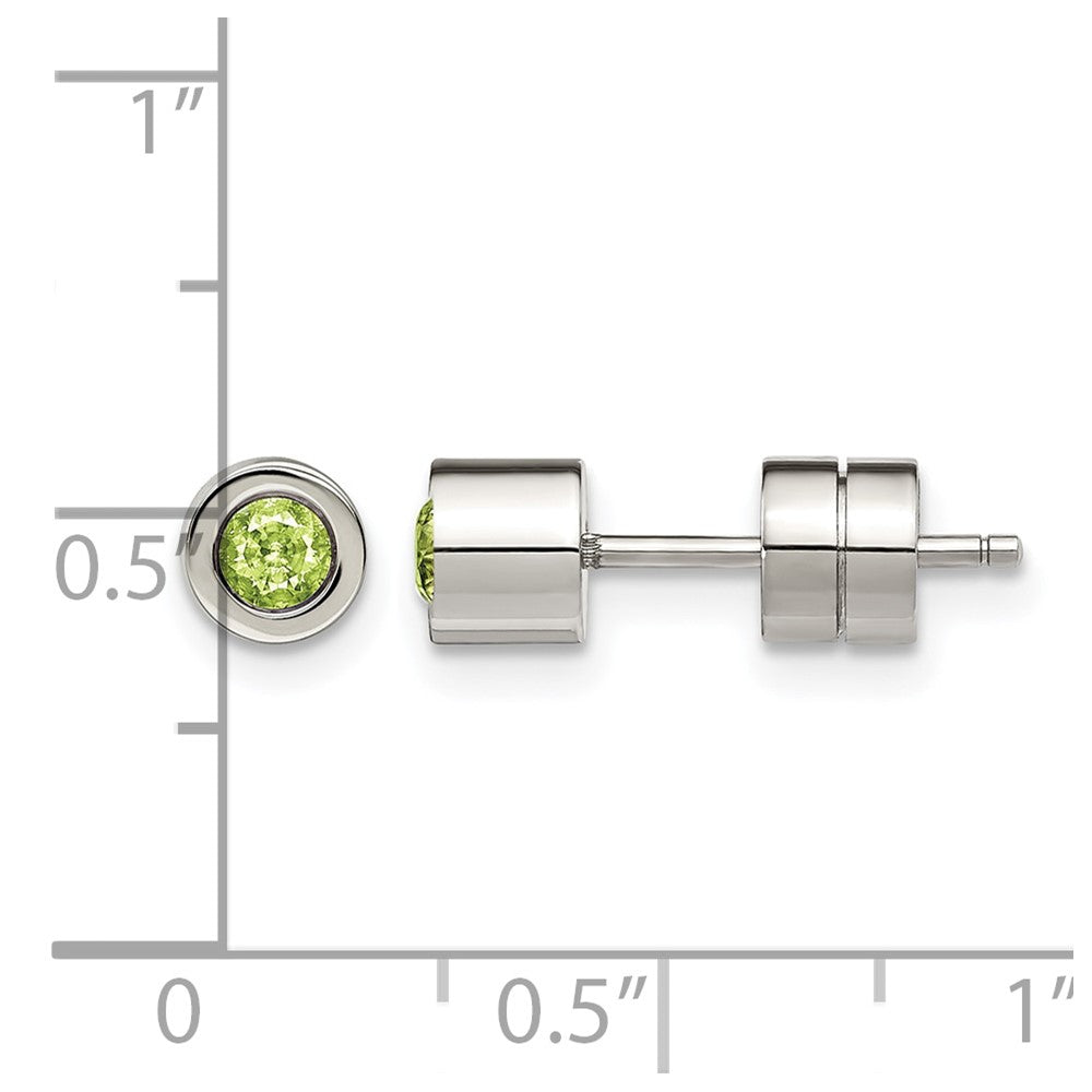 Chisel Stainless Steel Polished Green CZ May Birthstone Post Stud Earrings