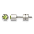 Chisel Stainless Steel Polished Green CZ May Birthstone Post Stud Earrings