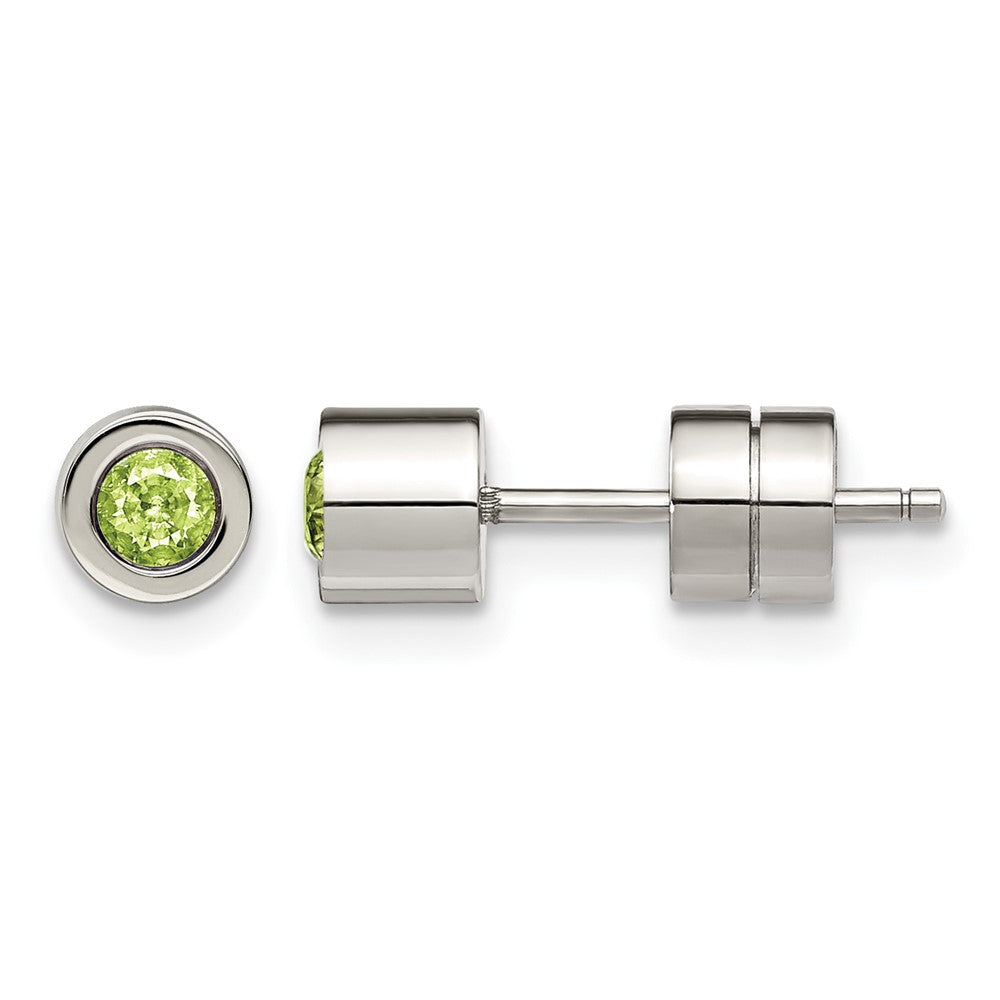 Chisel Stainless Steel Polished Green CZ May Birthstone Post Stud Earrings