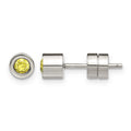 Chisel Stainless Steel Polished Yellow CZ November Birthstone Post Stud Earrings