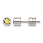 Chisel Stainless Steel Polished Yellow CZ November Birthstone Post Stud Earrings