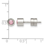 Chisel Stainless Steel Polished Pink CZ October Birthstone Post Stud Earrings