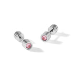 Chisel Stainless Steel Polished Pink CZ October Birthstone Post Stud Earrings