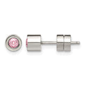 Chisel Stainless Steel Polished Pink CZ October Birthstone Post Stud Earrings