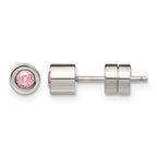 Chisel Stainless Steel Polished Pink CZ October Birthstone Post Stud Earrings