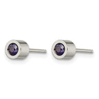 Chisel Stainless Steel Polished Blue CZ September Birthstone Post Stud Earrings