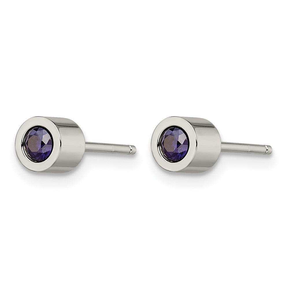 Chisel Stainless Steel Polished Blue CZ September Birthstone Post Stud Earrings
