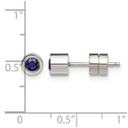 Chisel Stainless Steel Polished Blue CZ September Birthstone Post Stud Earrings